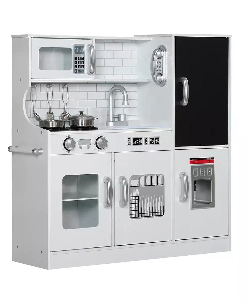 HONGGE Kids Pretend Play Kitchen with Chalkboard and Accessories