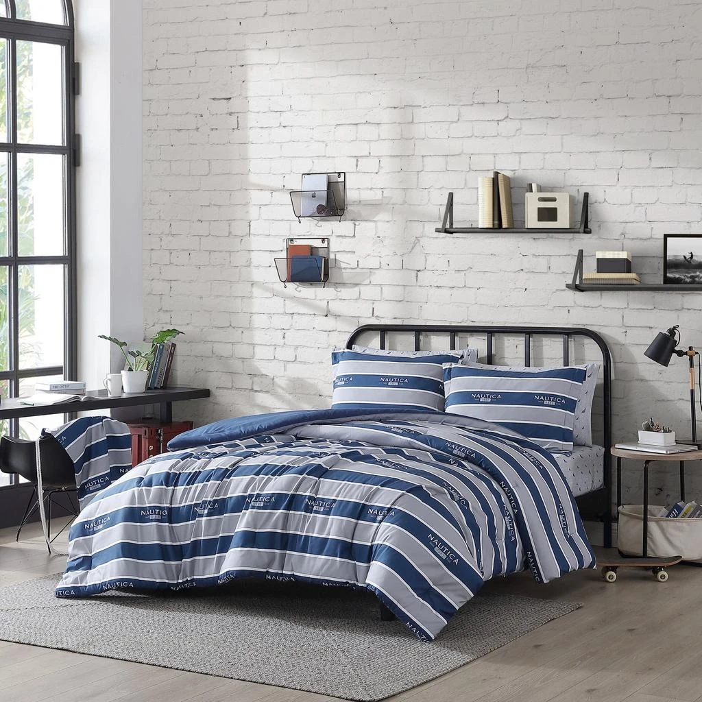 Nautica Thorton Lake Grey Twin/Twin Xl Reversible Comforter-Sham Bonus Set 1