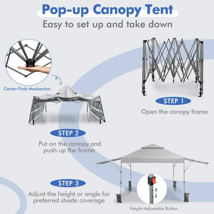 Hivvago 10 x 17.6 Feet Outdoor Instant Pop-up Canopy Tent with Dual Half Awnings-White 4