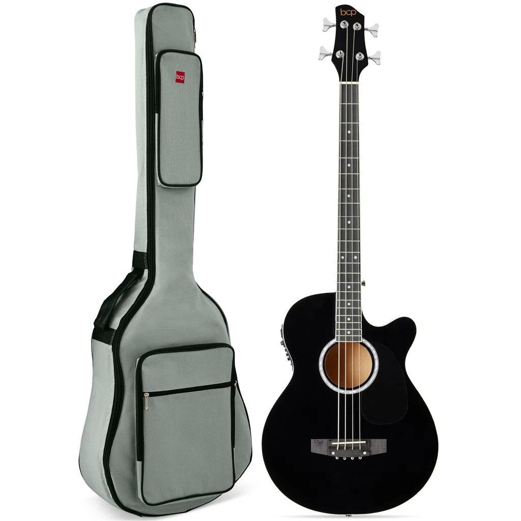 Best Choice Products 22-Fret Full Size Acoustic Electric Bass Guitar w/ 4-Band Equalizer, Truss Rod 13