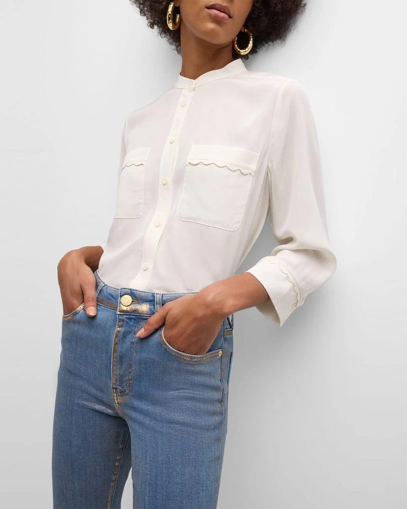 FRAME Scallop-Trim Silk Shirt 7