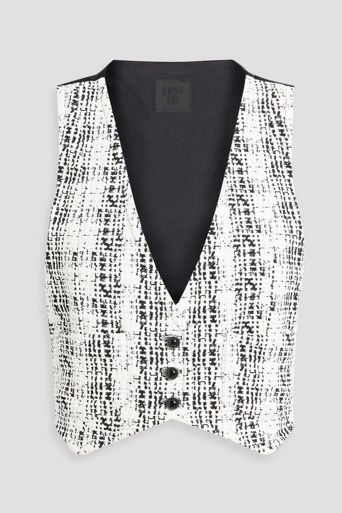 Anna Sui Cropped satin-paneled tweed vest