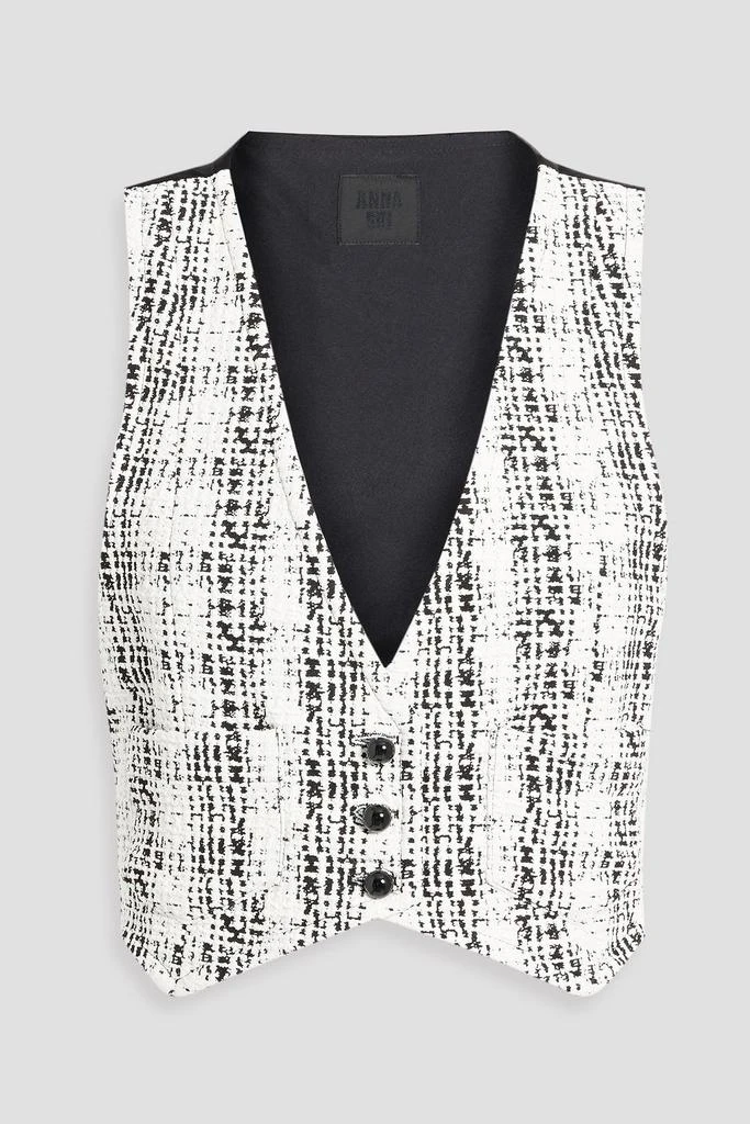 Anna Sui Cropped satin-paneled tweed vest 1