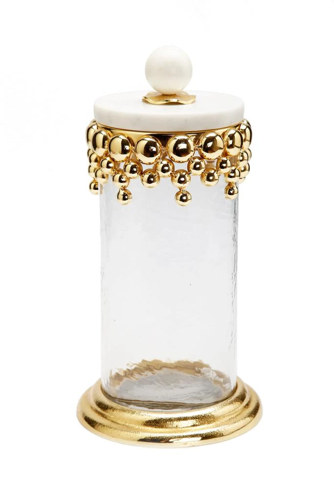 Classic Touch Decor Large Hammered Glass Canisters with Gold Design and Marble Lid 1
