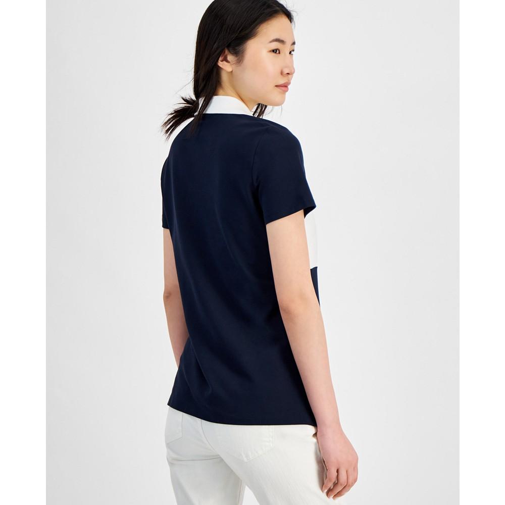 Tommy Hilfiger Women's Logo Appliqué Colorblocked Polo Shirt