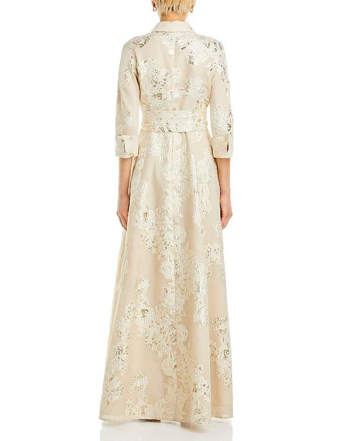Teri Jon Metallic Jacquard Shirt Dress Gown 5