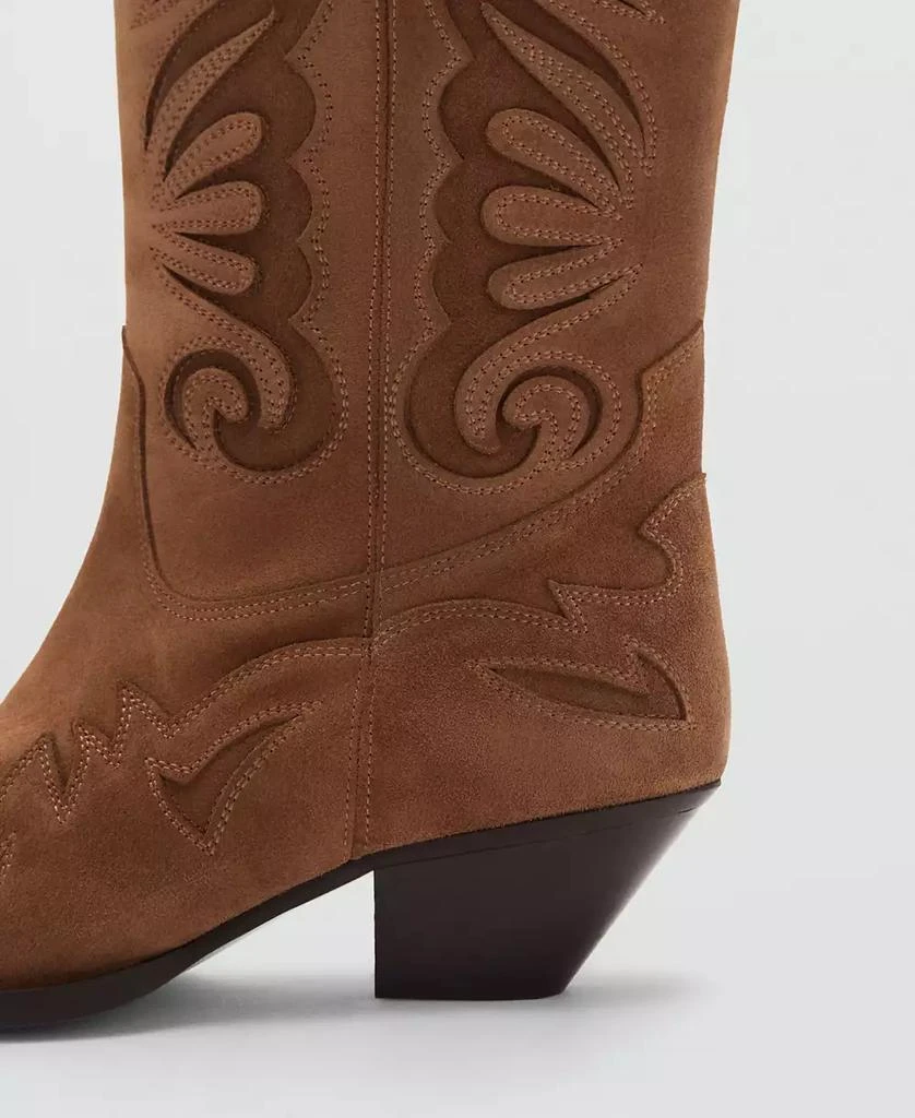 Mango Women's Cowboy Leather Boots 5