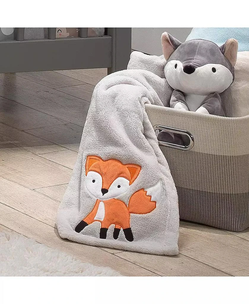 Bedtime Originals Woodland Friends Gray Fleece with Orange Fox Baby Blanket 3