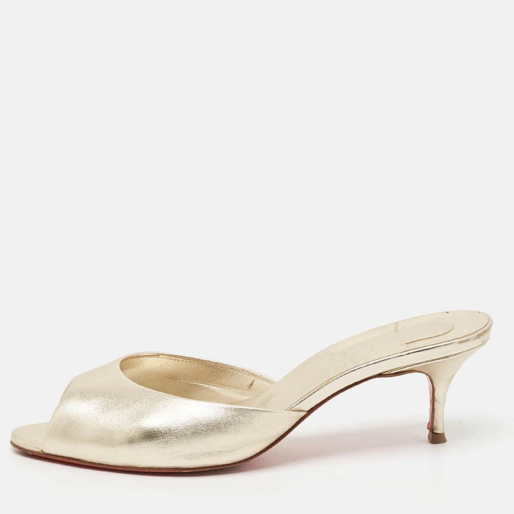 Christian Louboutin Christian Louboutin Metallic Gold Leather Me Dolly Slide Sandals Size 37.5 1