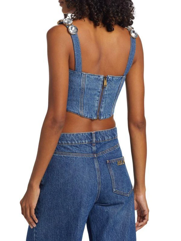 AREA Jumbo Crystal Denim Corset Top 2