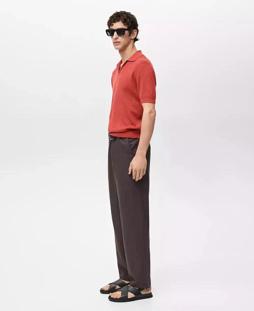 Mango Men's Cotton Striped Structure Polo Shirt 4