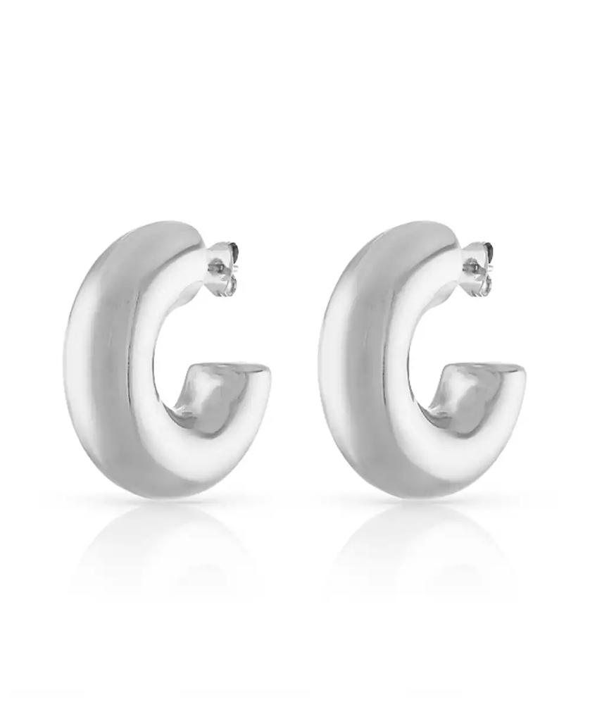 BEN ONI Silver Polished Chunky Non-Tarnish Tube Hoops, 1.20"