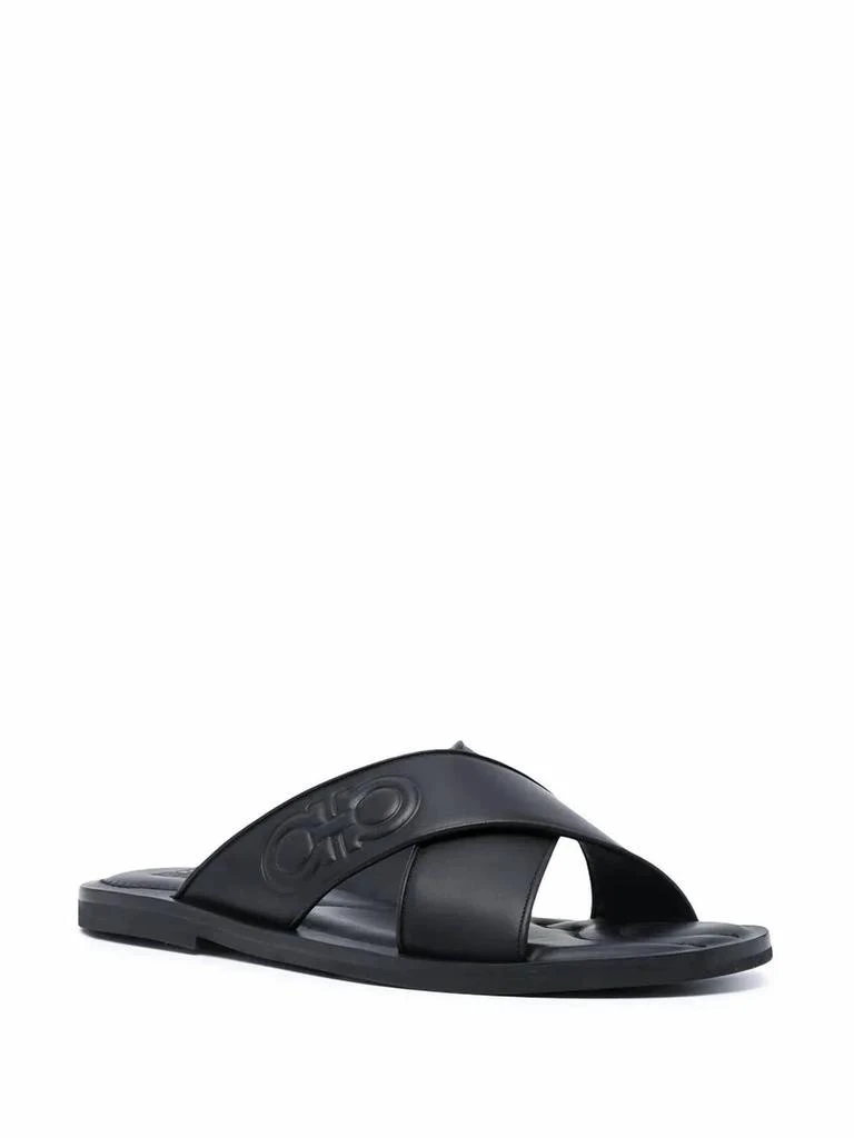 NEW SALVATORE FERRAGAMO men\'s crossover strap sandals in black Ferragamo Monogram sandal - Men | Ferragamo main image 3