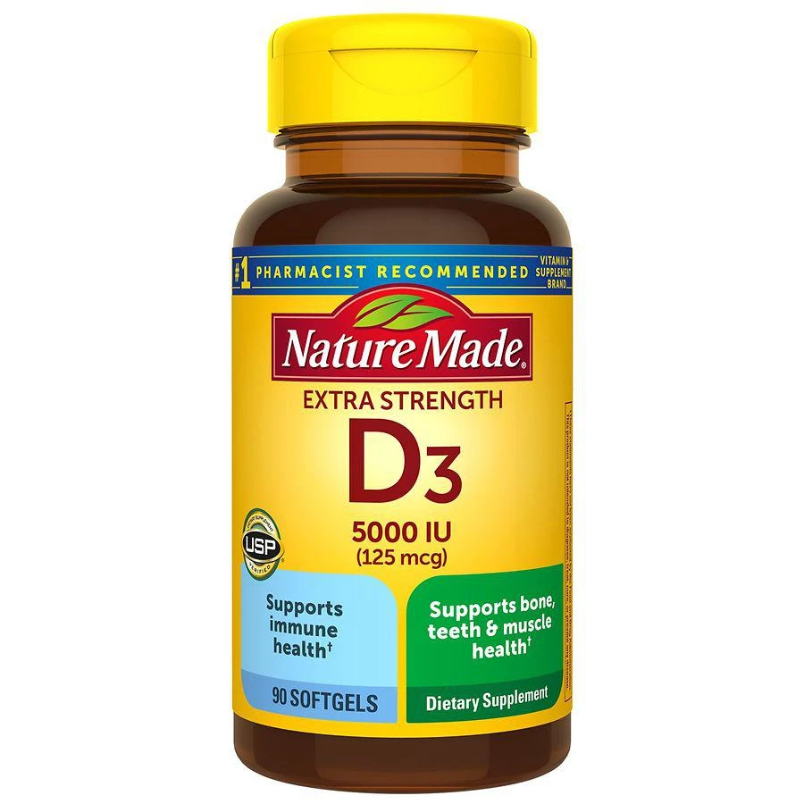 Nature Made Extra Strength Vitamin D3 5000 IU (125 mcg) Softgels 1