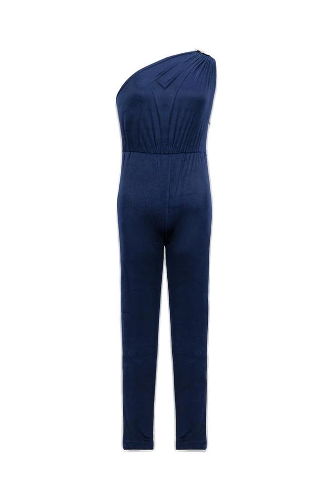 Atlein Atlein One Shoulder Gathered Detail Velvet Jumpsuit 1