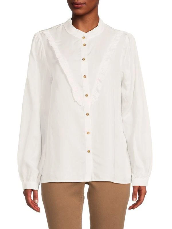 Saks Fifth Avenue Ruffle Chambray Shirt 1