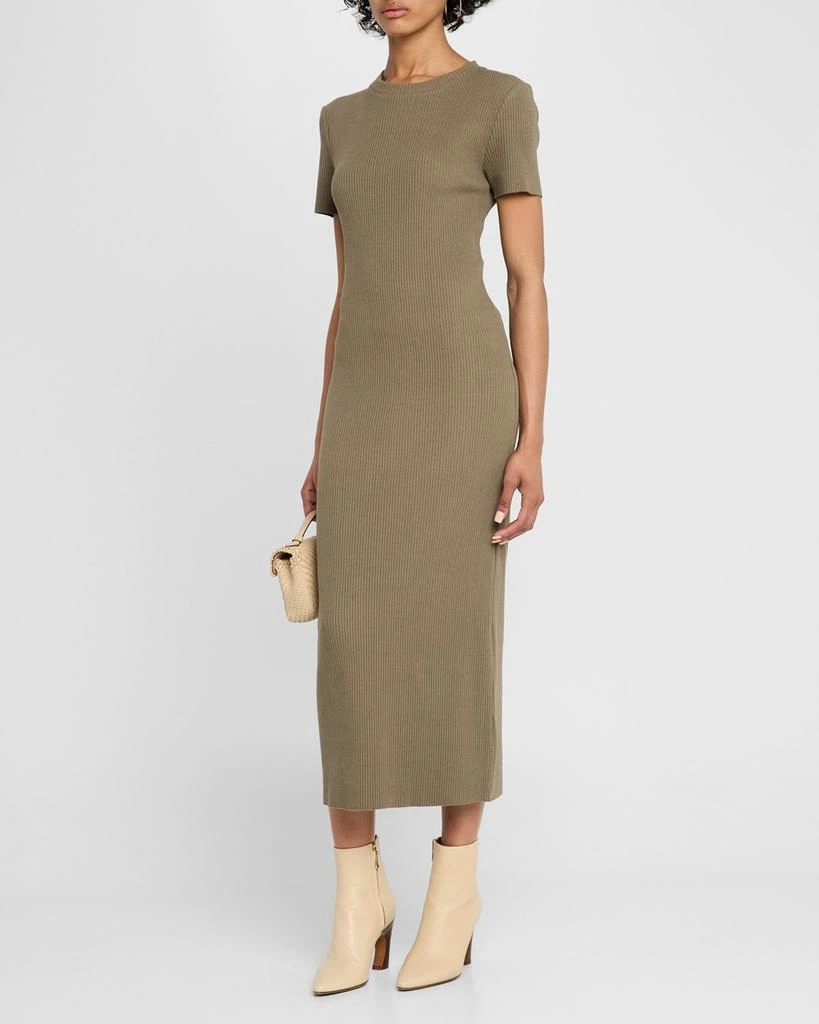 Vince Short-Sleeve Ribbed Midi Dress 2