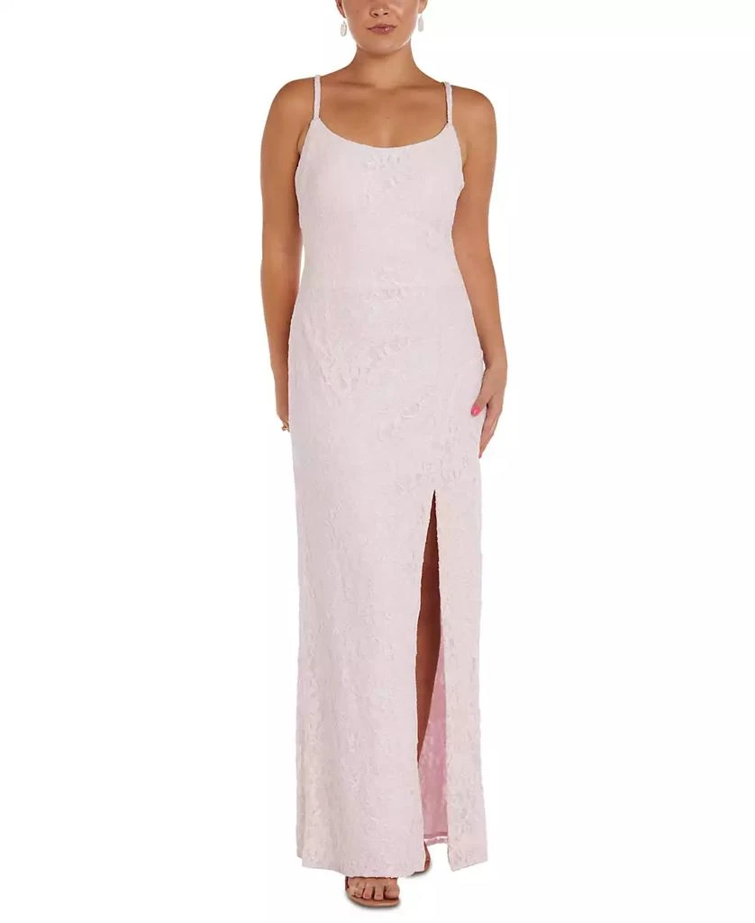 Morgan & Company Juniors' Glitter Lace Slit-Front Dress 1