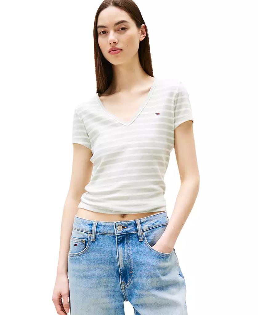 Tommy Jeans Women
s Slim-Fit Essential Ribbed V-Neck Tee