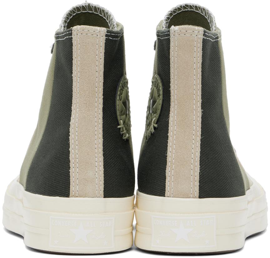 Converse Taupe & Green Chuck 70 Patchwork Suede Sneakers