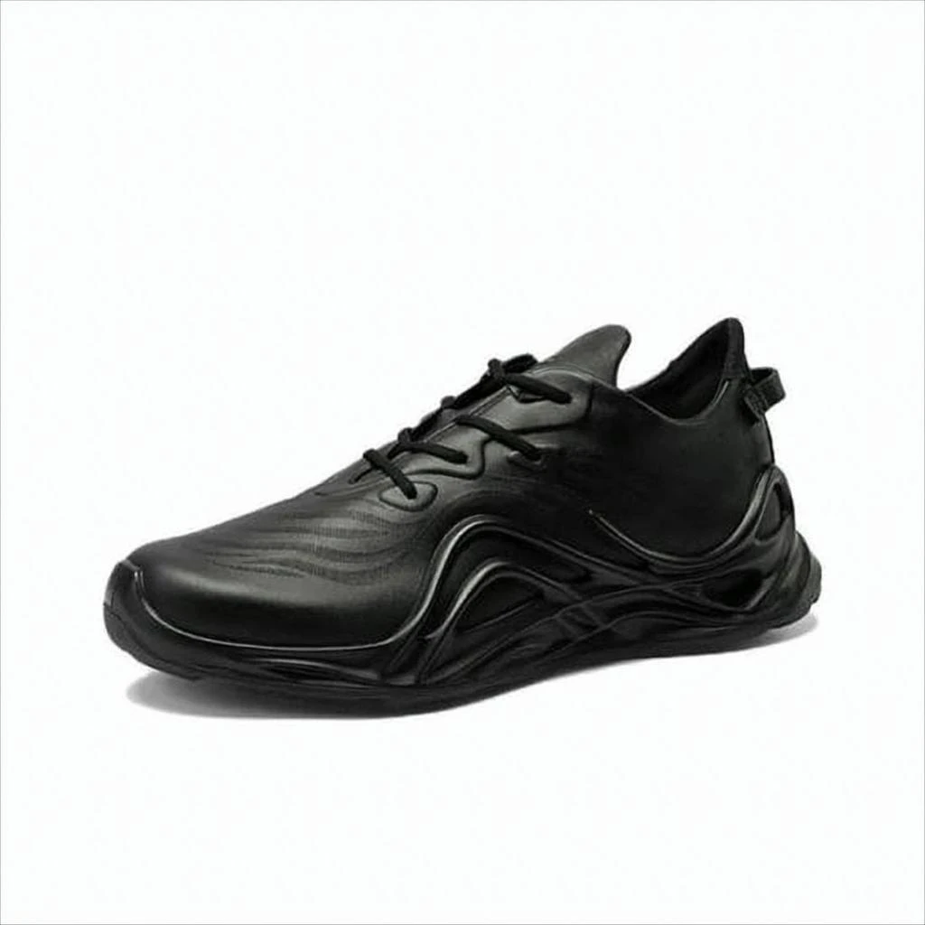 ECCO Embossed Leather Sneakers with Sculpted Rubber Sole