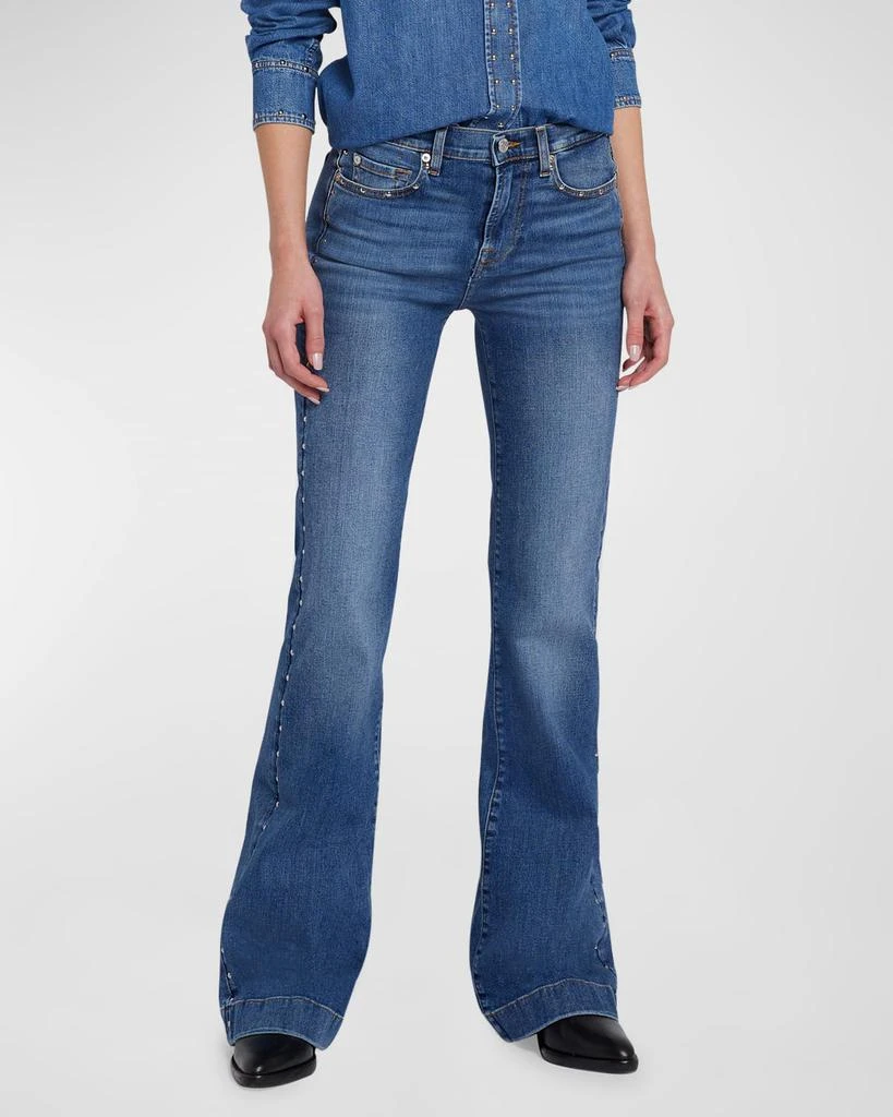 7 For All Mankind Dojo Stretch Flare Jeans with Studs 1