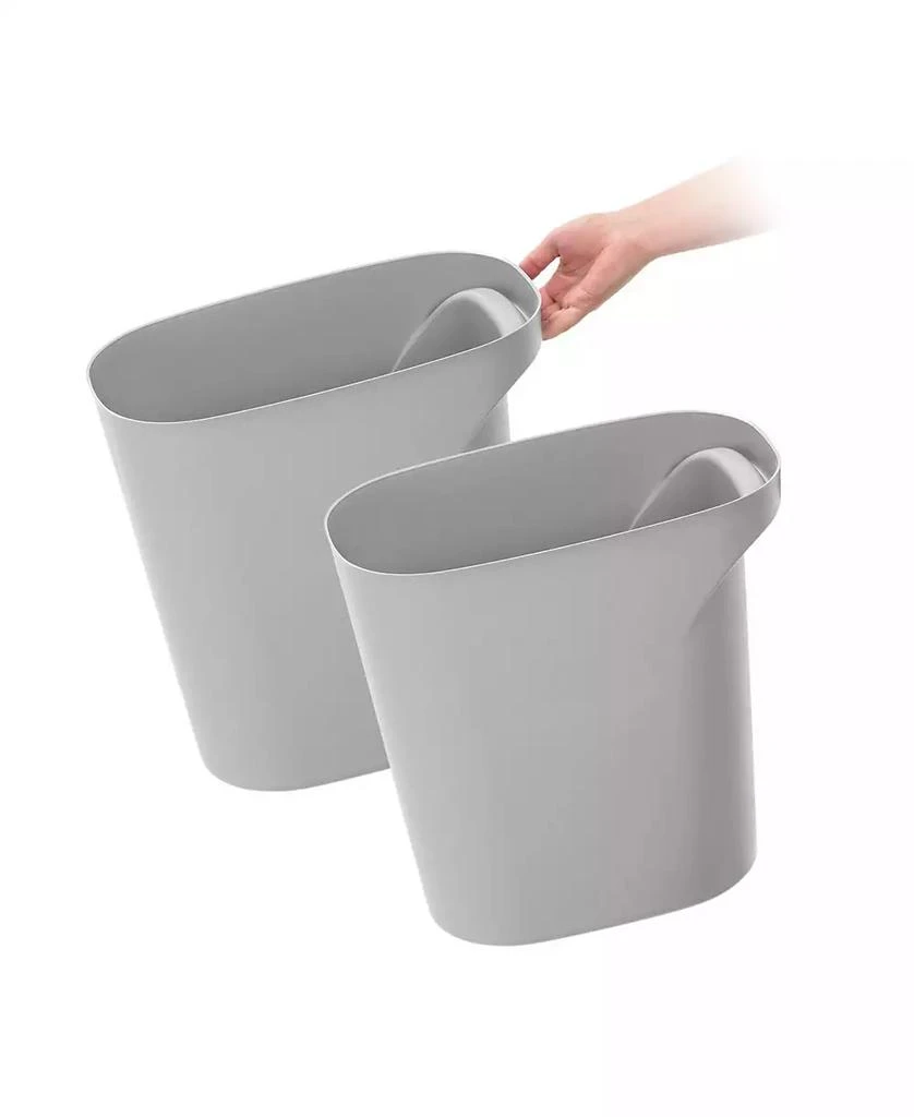 IRIS USA 6 Gallon / 24 Quart Plastic Wastebasket Trash Cans for Home, Office, Bedroom, Bathroom, Gray, 2-Pack