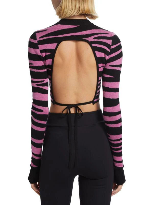 Monse Wool-Blend Zebra Cropped Sweater 2
