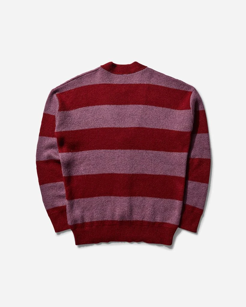 No Problemo Men's Striped Mohair Oversized Cardigan Burgundy 2