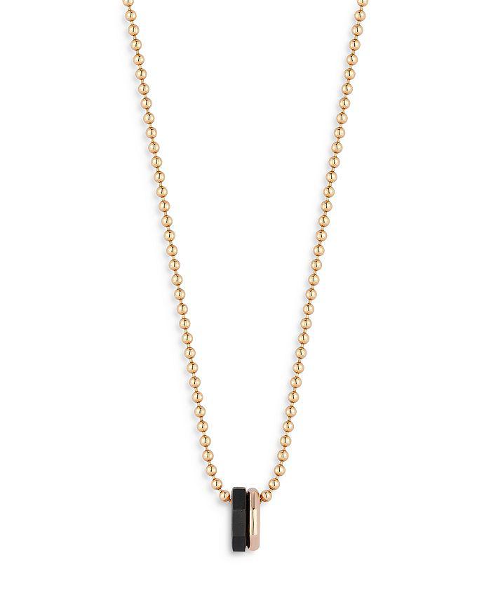 Walters Faith 18K Rose Gold Ebony Hexagon Bead Chain Pendant Necklace, 18"