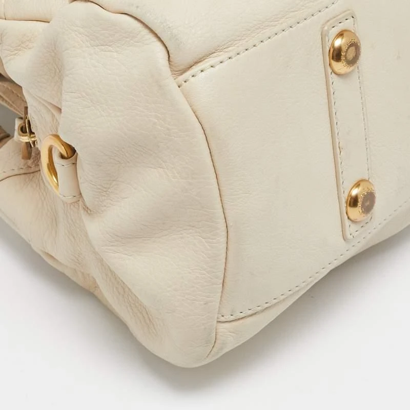 Marc Jacobs Marc by Marc Jacobs Off White Leather Classic Q Baby Groovee Satchel 22