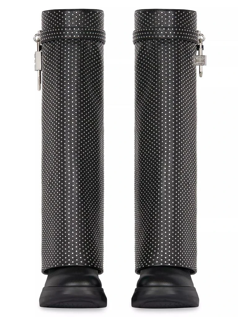 Givenchy Shark Lock Biker Low Heel Boots in Grained Leather With Studs 4