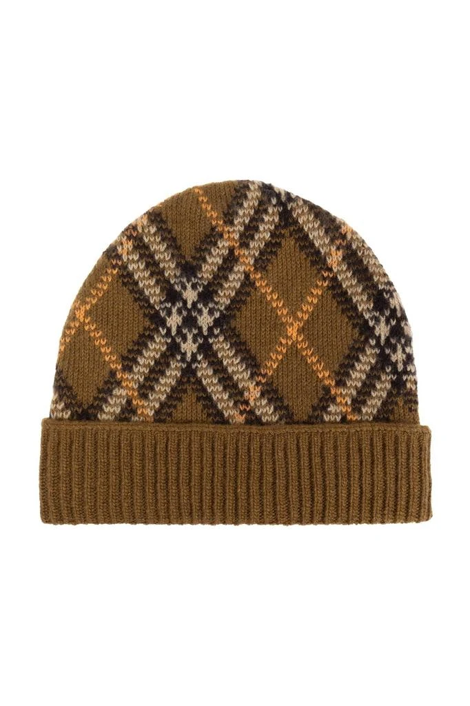 Burberry Burberry Checked Ribbed-Knit Beanie 1