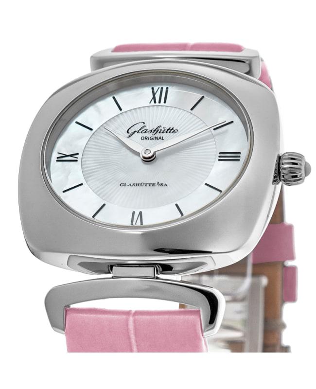 Glashütte Original Glashutte Original Lady Collection Pavonina Mother of Pearl Dial Pink Leather Strap Women's Watch 1-03-02-05-02-31