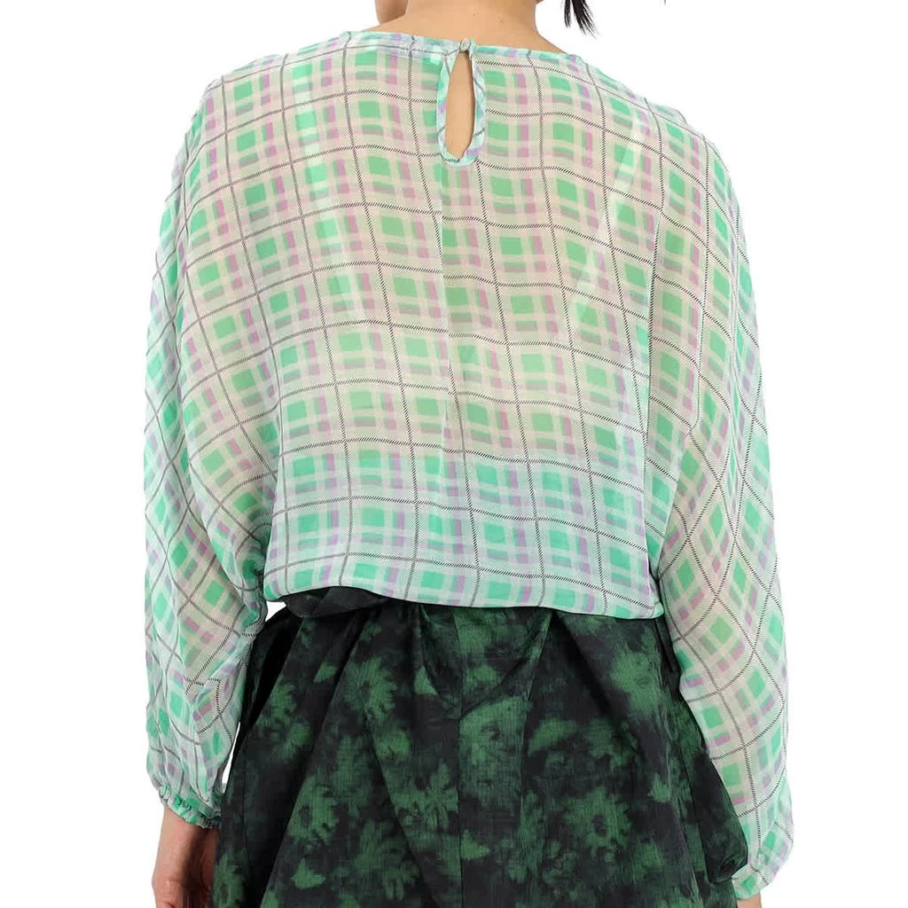 Essentiel Green Long-sleeve Tartan Plaid Blouse 3