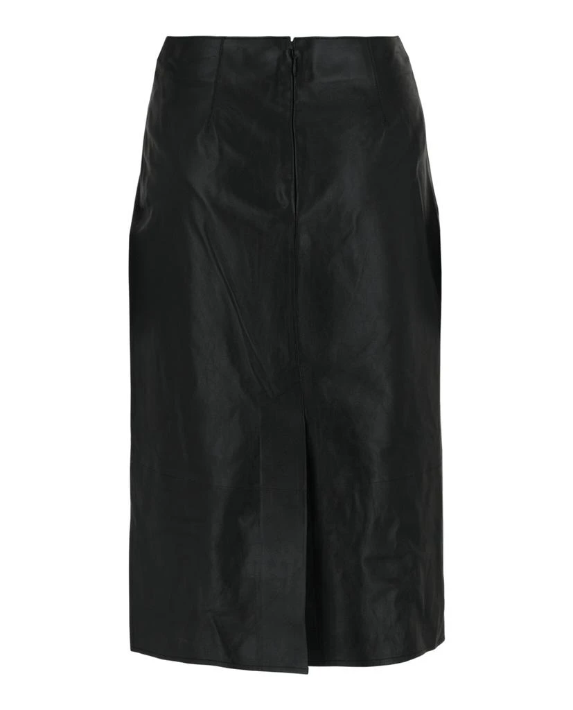 Salvatore Ferragamo Pleated-Front Leather Midi Skirt 2