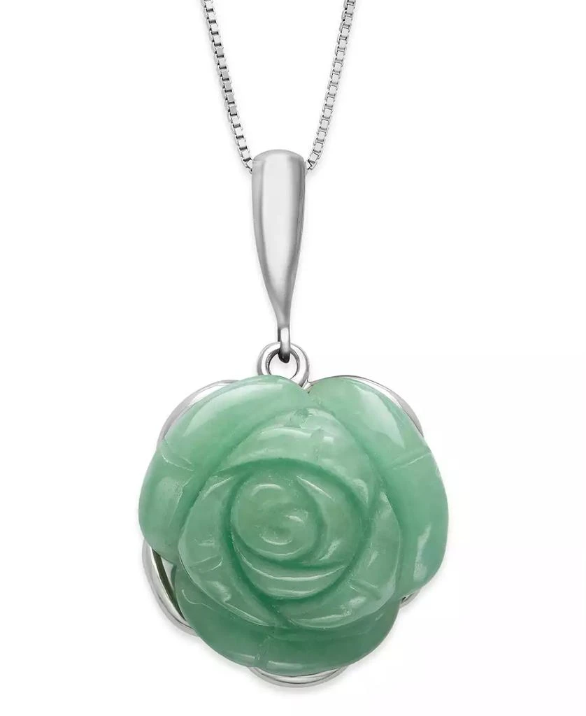 Macy
s Jade Carved Flower Pendant Necklace in Sterling Silver