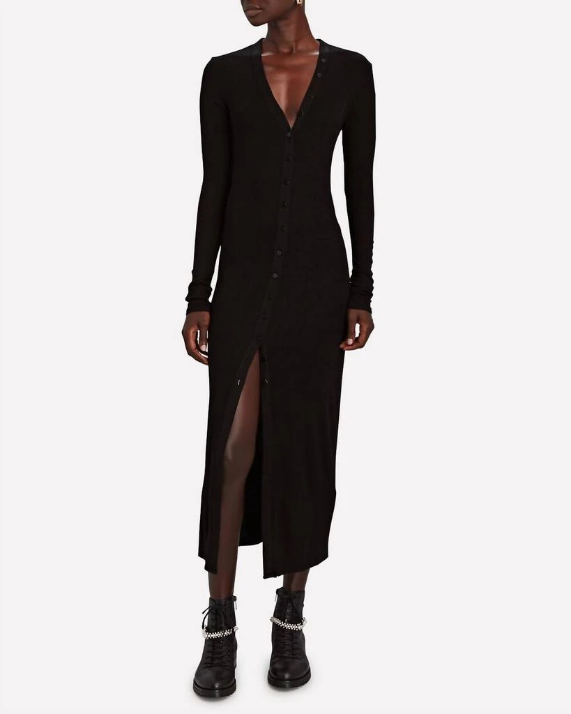 Enza Costa Silk Rib L/s Cardigan Midi In Black 1