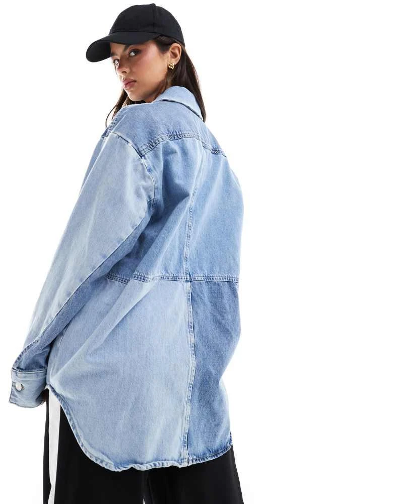 ONLY ONLY overiszed reworked denim shirt in light blue 4