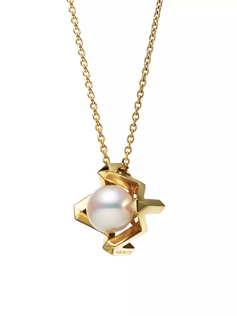 Mikimoto M Collection 18K Yellow Gold & 7.5MM Cultured Akoya Pearl Pendant Necklace
