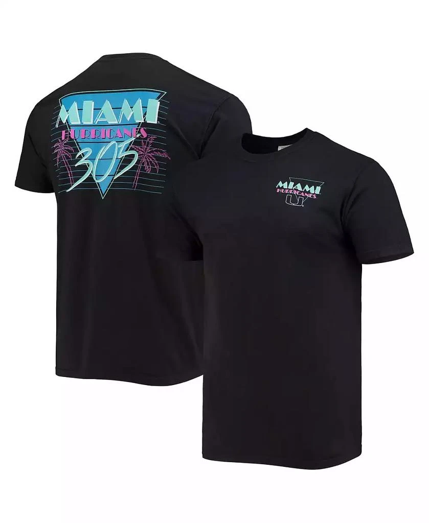 Image One Men's Black Miami Hurricanes Miami Vice 305 Comfort Color T-shirt 1
