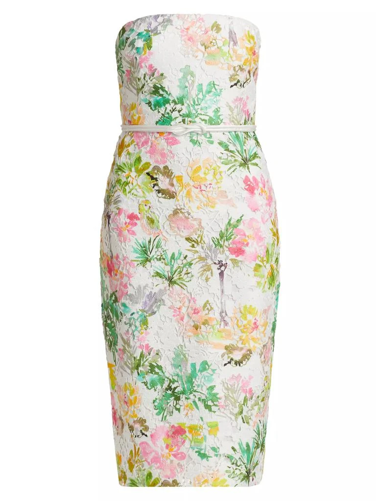 Badgley Mischka Floral Lace Strapless Cocktail Dress 1
