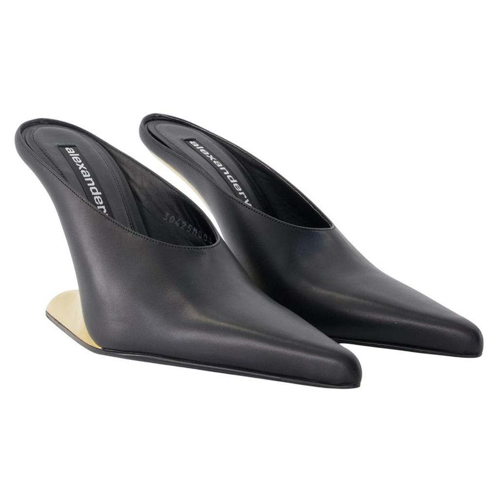 Alexander Wang Boomerang 105mm Wedge Slides -  - Leather - Black