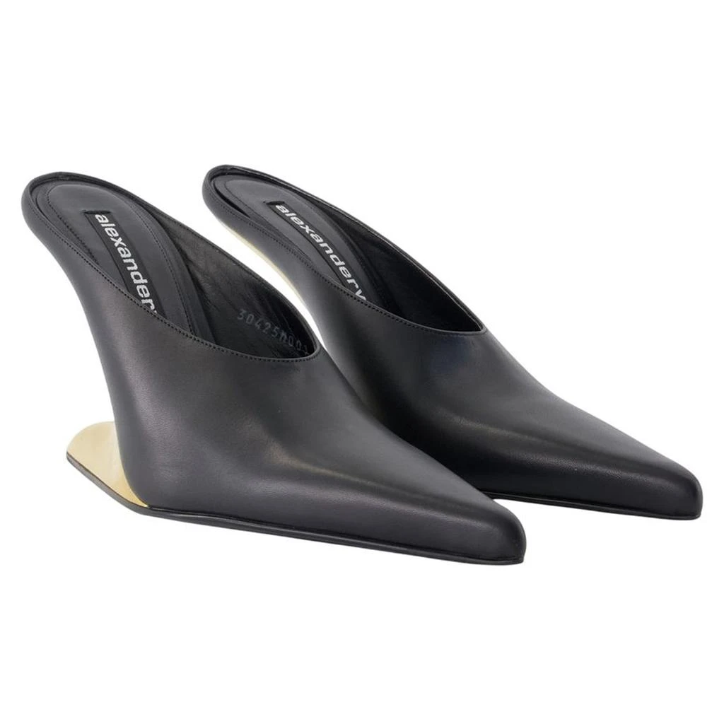 Alexander Wang Boomerang 105mm Wedge Slides -  - Leather - Black 2