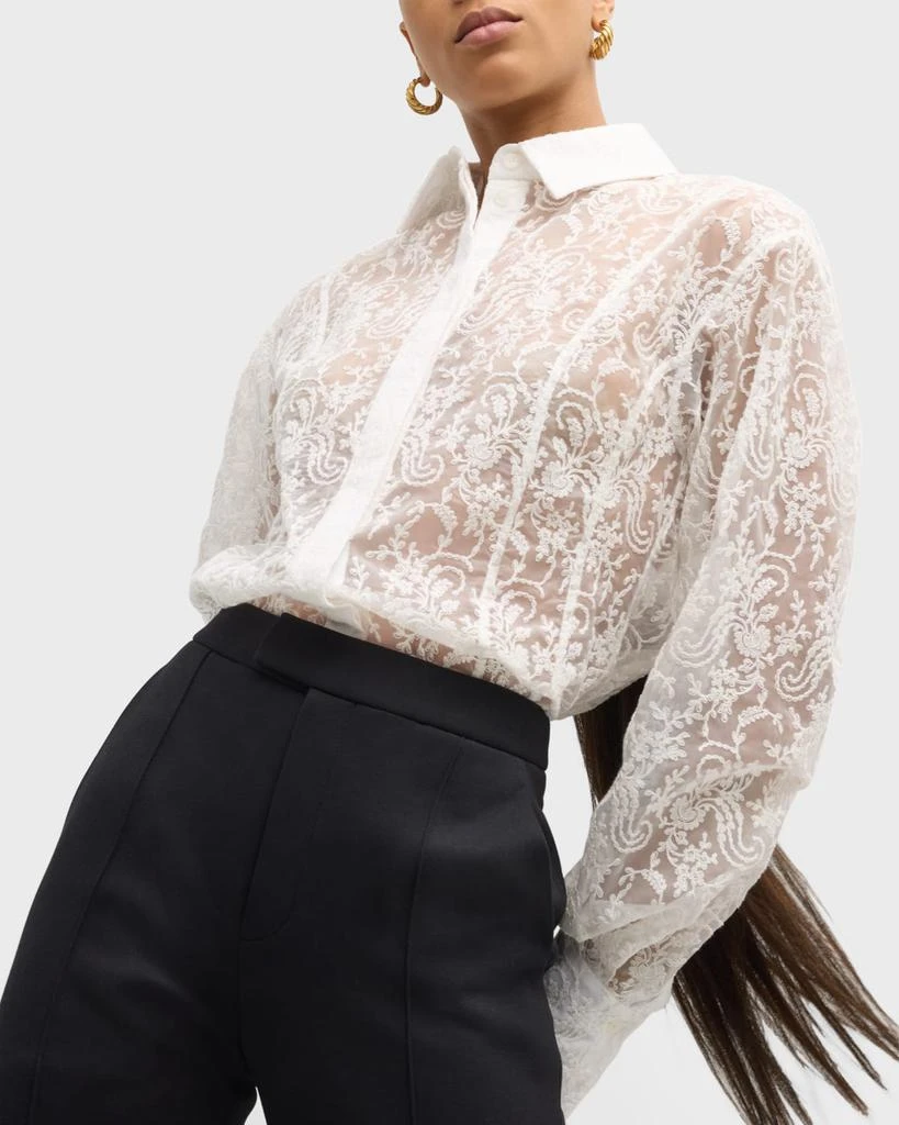 ADEAM Margot Floral Sheer Button Down Shirt 7