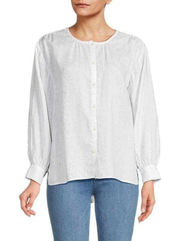 Saks Fifth Avenue 100% Linen Blouse 1