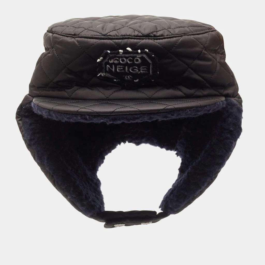 Chanel Chanel Black Quilted Coco Neige Trapper Hat M 2