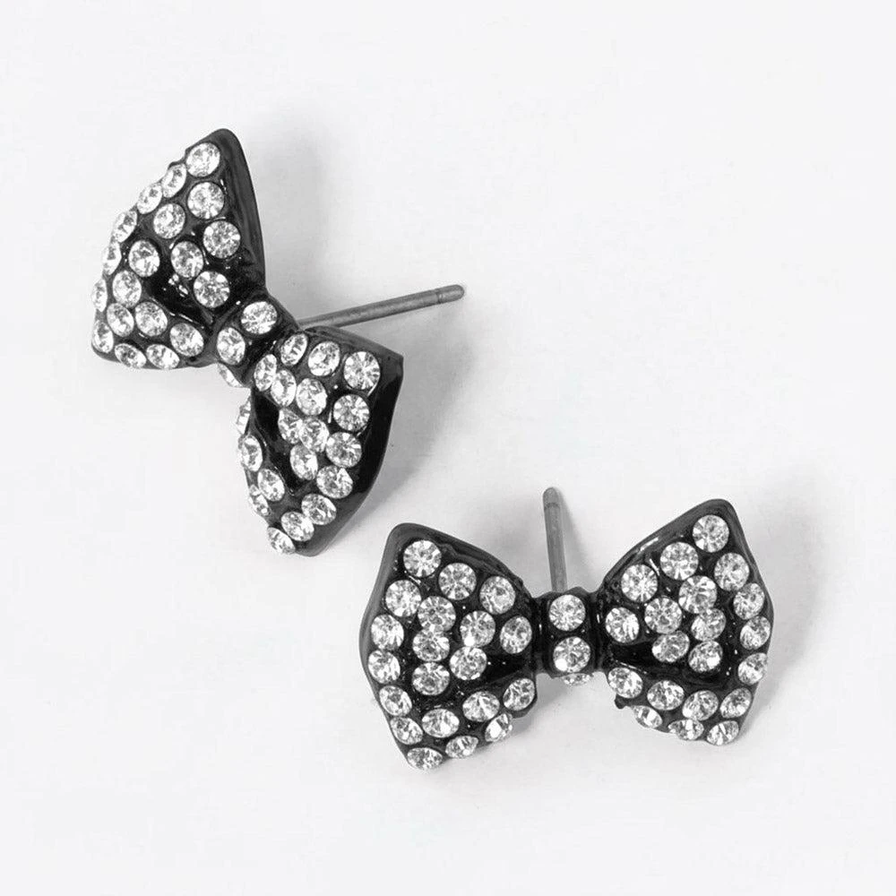 FASHNZFAB Crystal Rhinestone Bow Stud Earrings 1