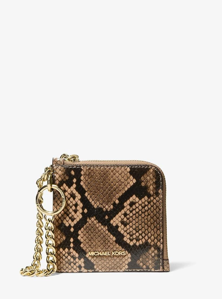 Michael Kors Outlet Jet Set Travel Medium Snake Embossed Chain Wallet
