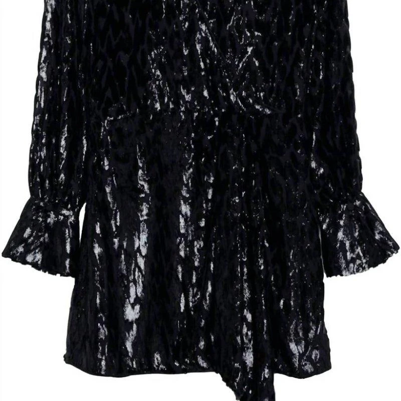 SIMKHAI Women's Long Sleeve Metallic Jacquard Mini Dress 1